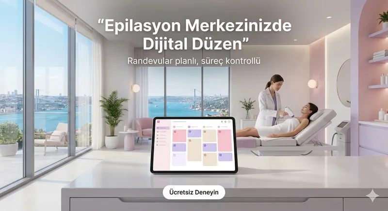 Epilasyon merkezi randevu yönetimini anlatan görsel